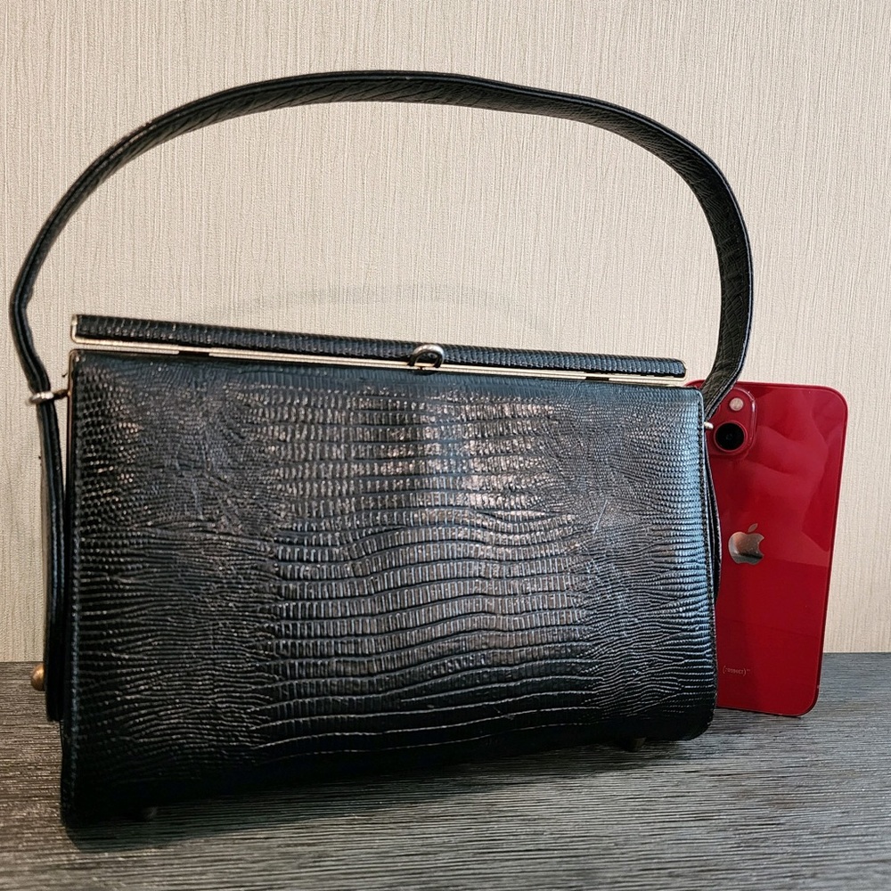 Vintage & Rare Original by Caprice Genuine Embossed Leather Satchel Lux Handbag - Picture 10 of 13